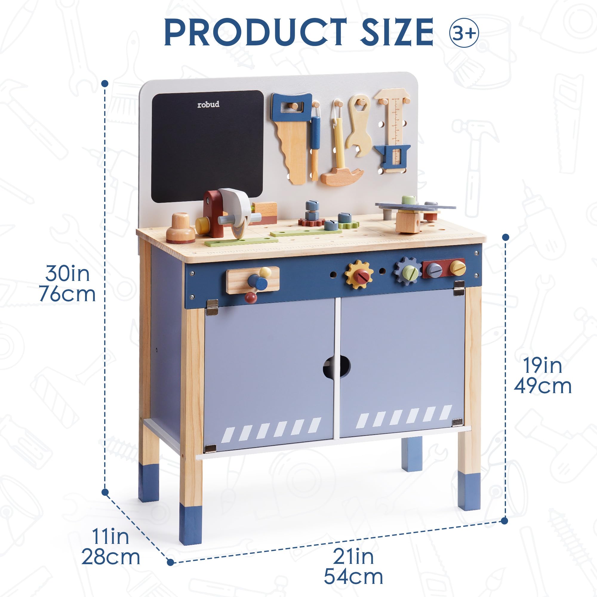 ROBUD Wooden Toy Workbench Pre - đánh giá và giá Tools Workshop Kids