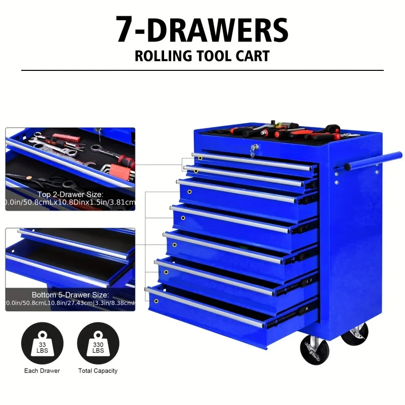 7 Drawers Blue Multifunctional - đánh giá và giá Workshop Tools Trolley
