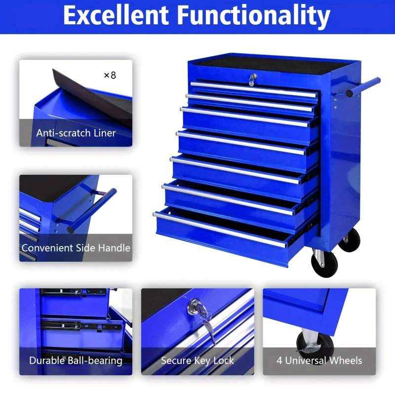 7 Drawers Blue Multifunctional - đánh giá và giá Workshop Tools Trolley