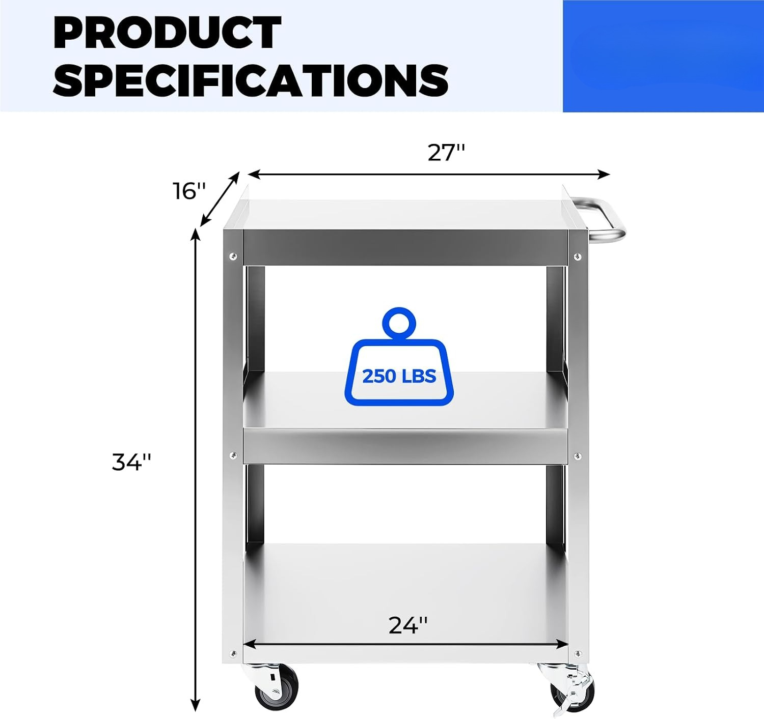 3-Tier Stainless Steel Rolling - đánh giá và giá Tools For Metal Workshop